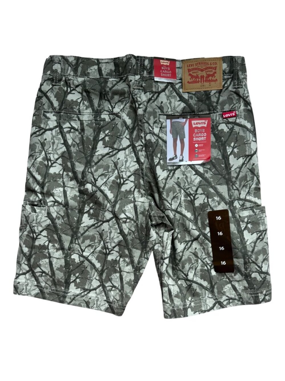 New Levis Shorts Boys Size 16 Camo Cargo w/ Adjustable Waist